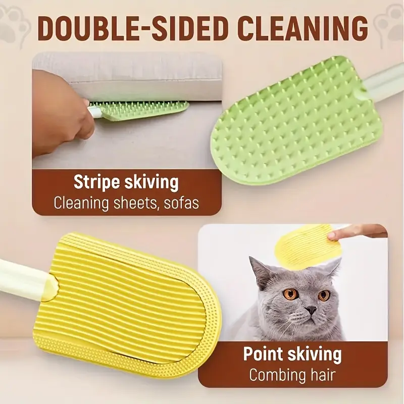 1pc pet hair removal comb for easy grooming tool with one click fur release gentle plastic needle comb for shedding and massaging in blue green yellow detangling hair brush details 3