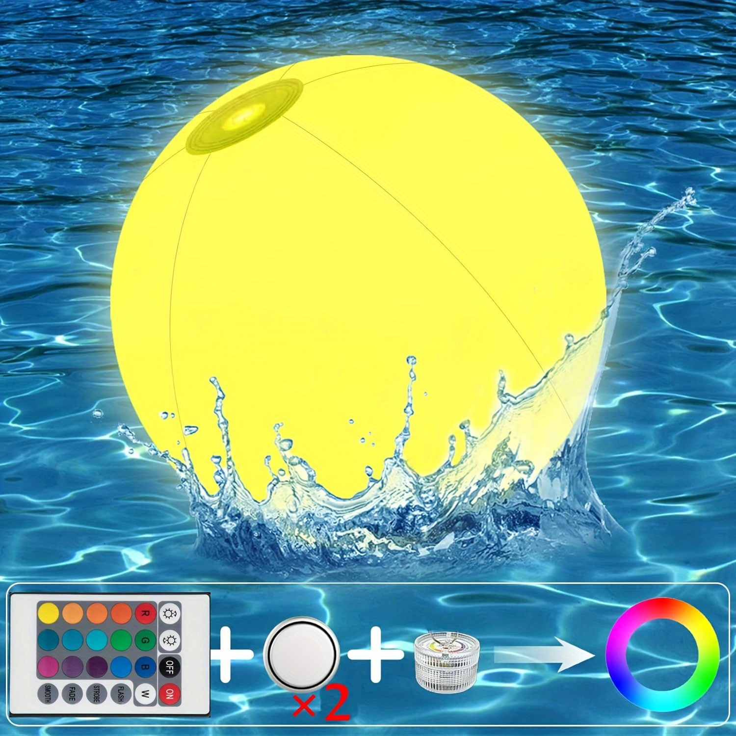 Balle De Plage LED Gonflable - Jouet Lumineux 16 Couleurs Pour Piscine Et Fêtes