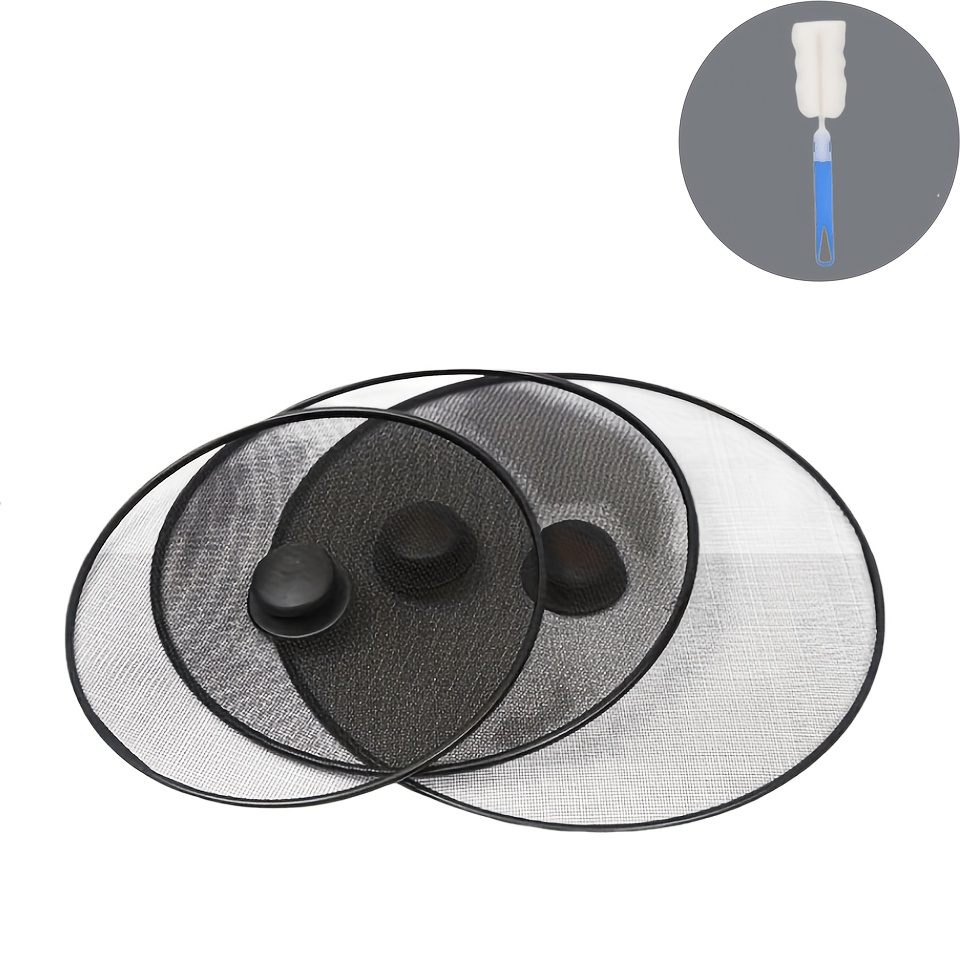TEMU 3pcs Splatter Guard Set - Heat-resistant Mesh Cover, Suitable For 20.32-30.48cm Cookware, Prevents Splattering And Smoke, Keeps , An For Healthy
