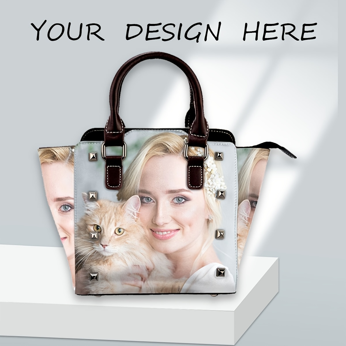 

Custom Of Cats And Dogs On Leather Studded Bags, Personalized Designs For Women's Casual Modern Large-capacity Shoulder Bags, The For Daily Commuting And Holiday Gifts.