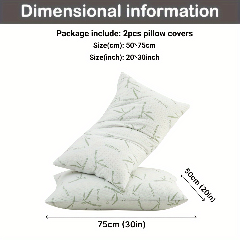 2pcs Bamboo Pillow Cases, Cooling & Soft & Breathable Pillow Protectors With Zipper Pillow Covers For Bedroom Bed Sleeping