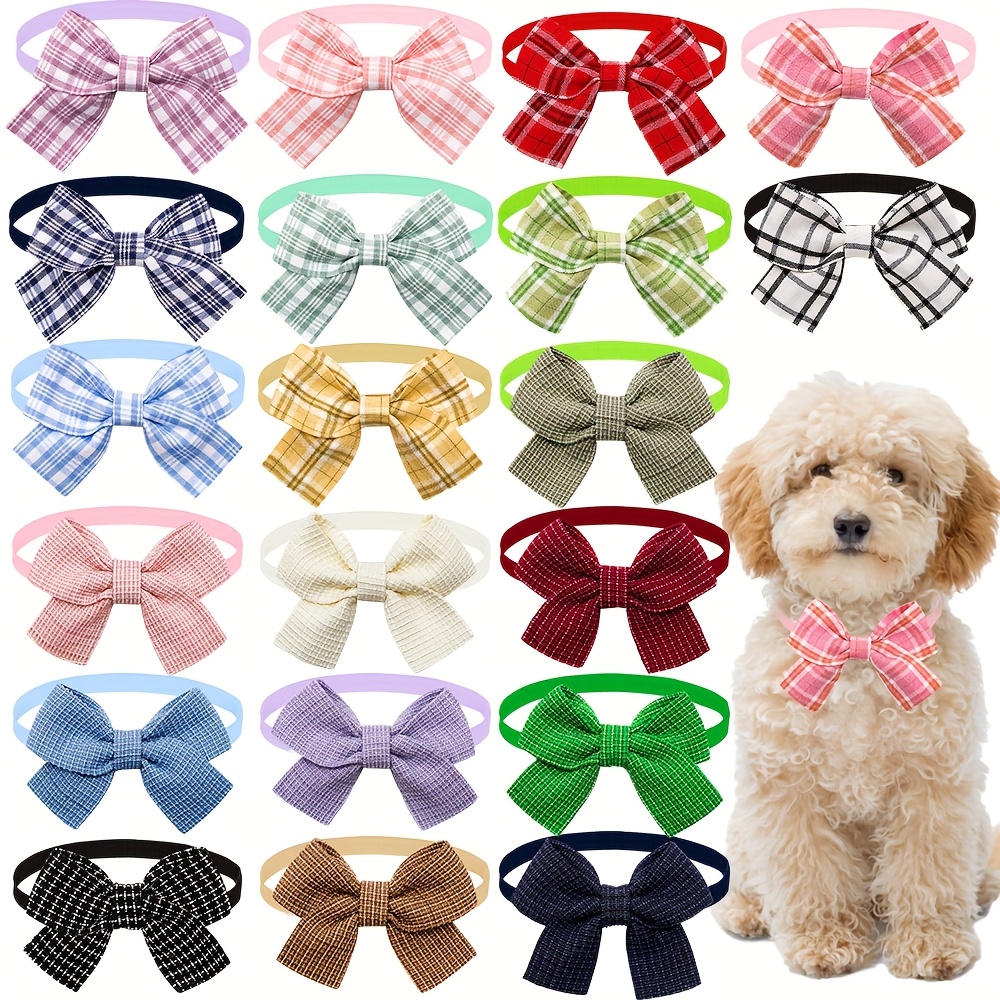 TEMU Random 10pcs Cute Dog Bowtie & Solid Pet Bowties For Dogs And Cats Pet Bow Ties Necktie Collar Pets Grooming Accessories Dog Supplies