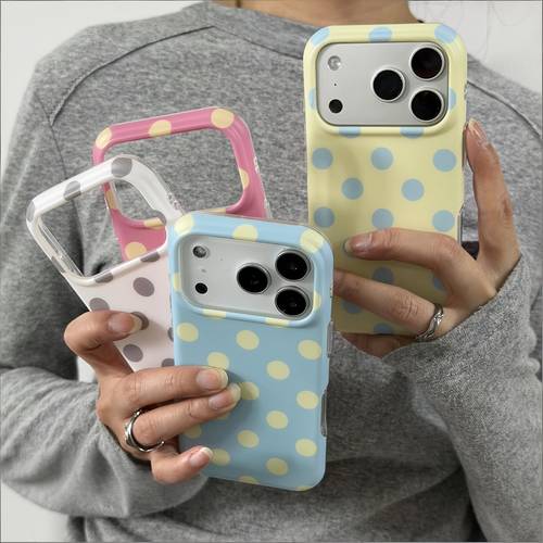 phone case color block polka dot pattern phone case suitable for iphone 17 16 15 14 13 12 pro max 11 cute cat pattern soft back cover a popular birthday gift business gift durable stain resistant