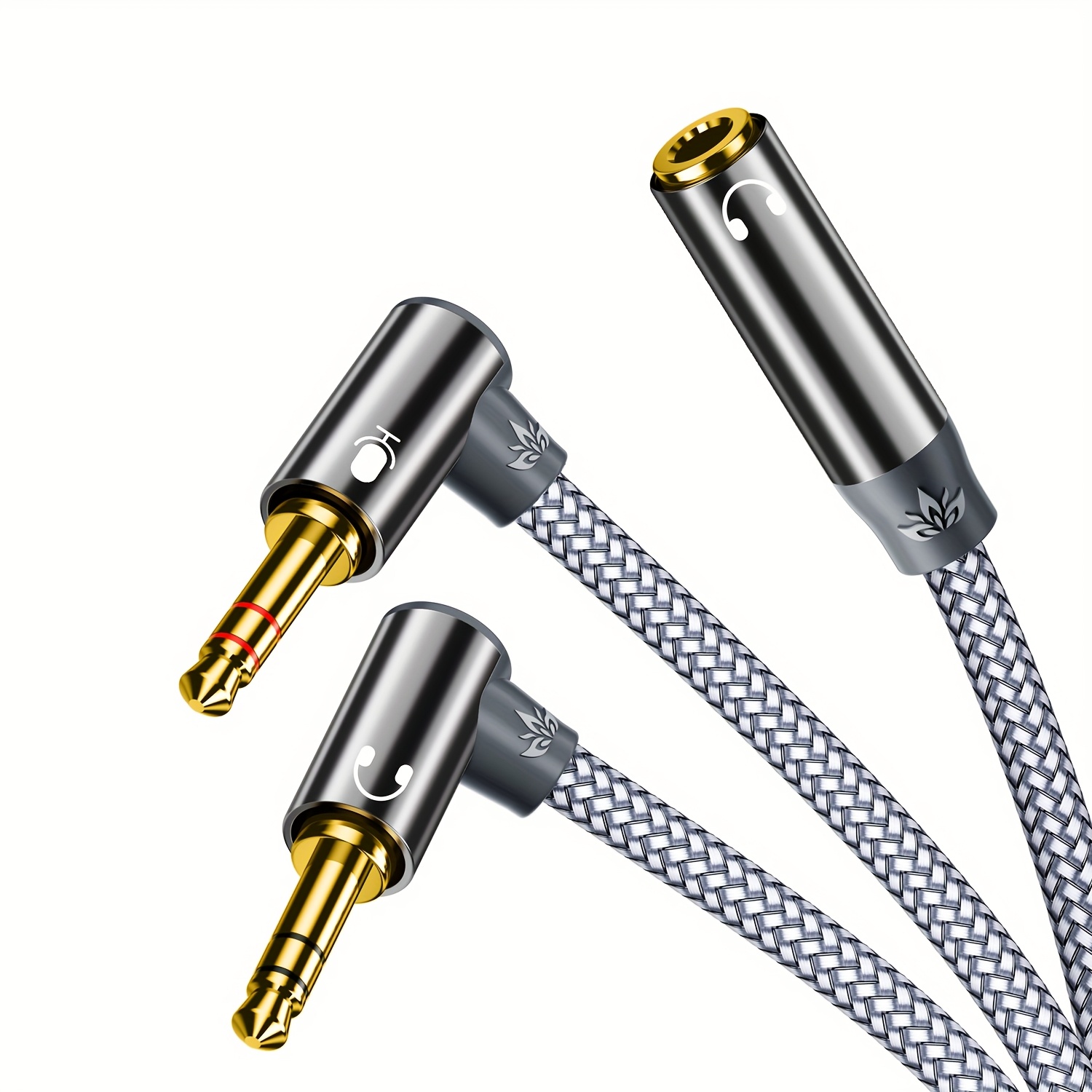 headphone splitter female dual male 90 degree right angle Temu - Main Image