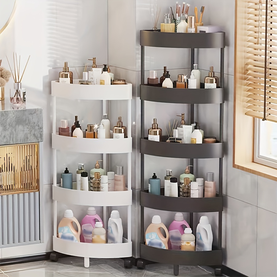 

A 5 Story Movable Bathroom Storage Rack, Corner Rack, Fan-shaped Kitchen Storage Rack, Living Room Snack Rack, Wall Corner Miscellaneous Storage Rack