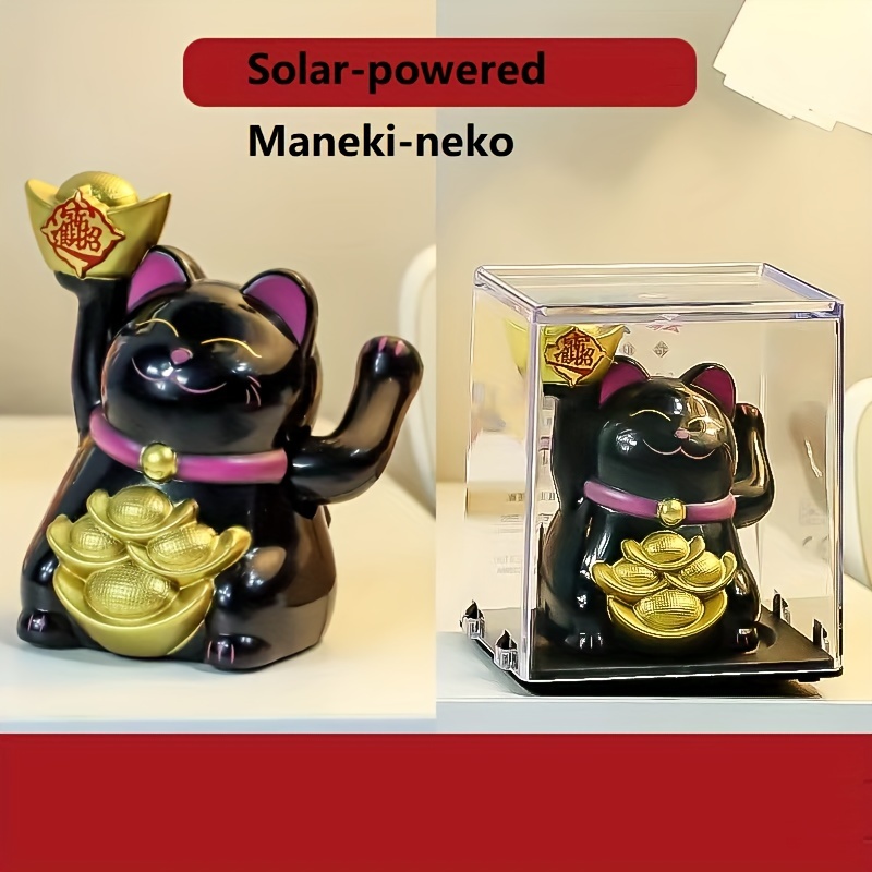 TEMU -powered Automatic Waving - Figurine - Wealth Cat Desk Ornament, Dashboard Decor, And , Plastic Material, Christmas