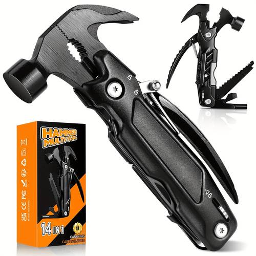 item picture 14 in 1 multitool claw hammer gifts for men handy all in one tool for dad husband diy repair kit edc pocket gear compact camping tool