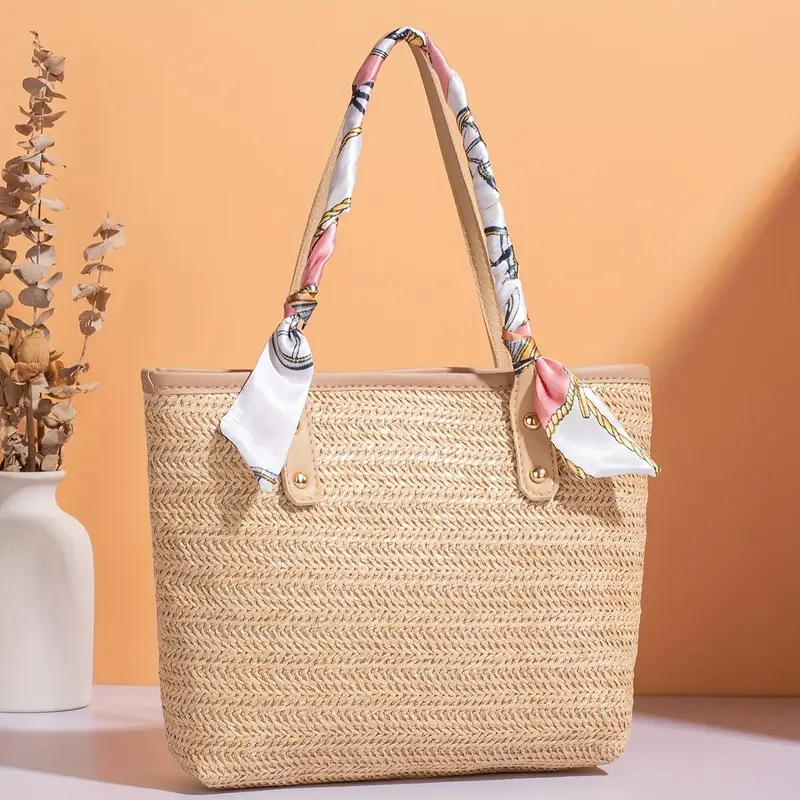 womens large capacity beach tote bag vibrant rainbow striped woven shoulder bag with magnetic closure durable polyester lining vacation and holiday use holiday accessory vibrant striped bag magnetic closure bag details 0
