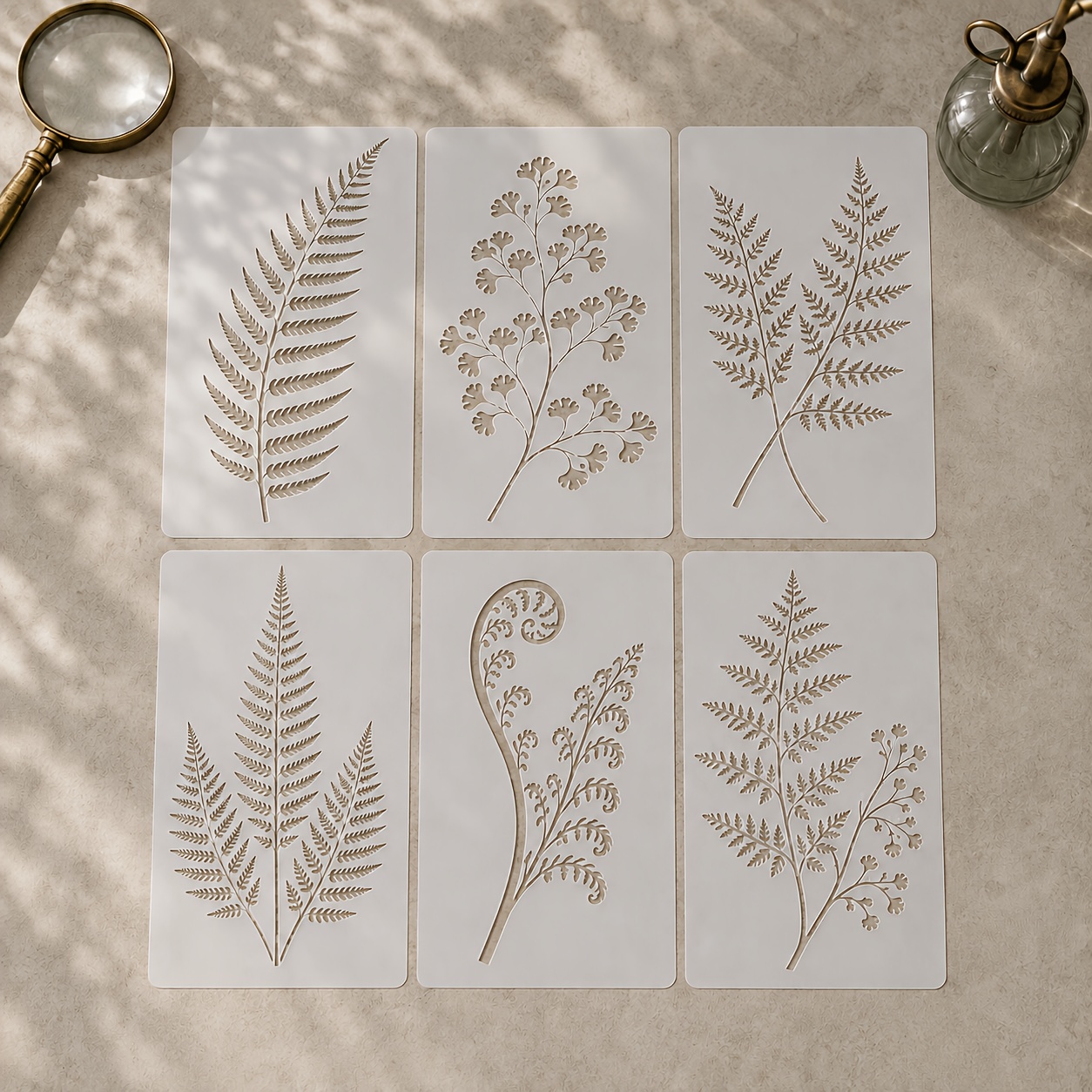 TEMU 6pcs Set Plant Painting Stencil, 10×20cm Reusable Spray Painting Mold, Suitable For Wall, Furniture, Canvas, Glass, Diy Decor Tools