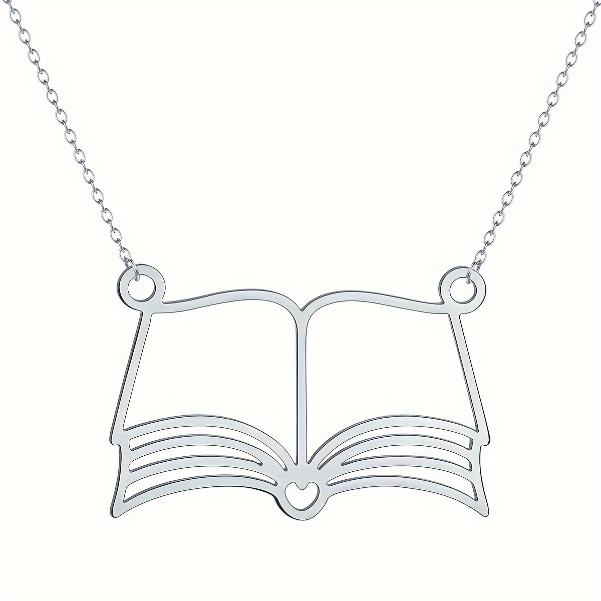 TEMU Books Necklace Reading Lover Necklace Bookworm Books Pendant Stainless Steel Jewelry For Men And Women