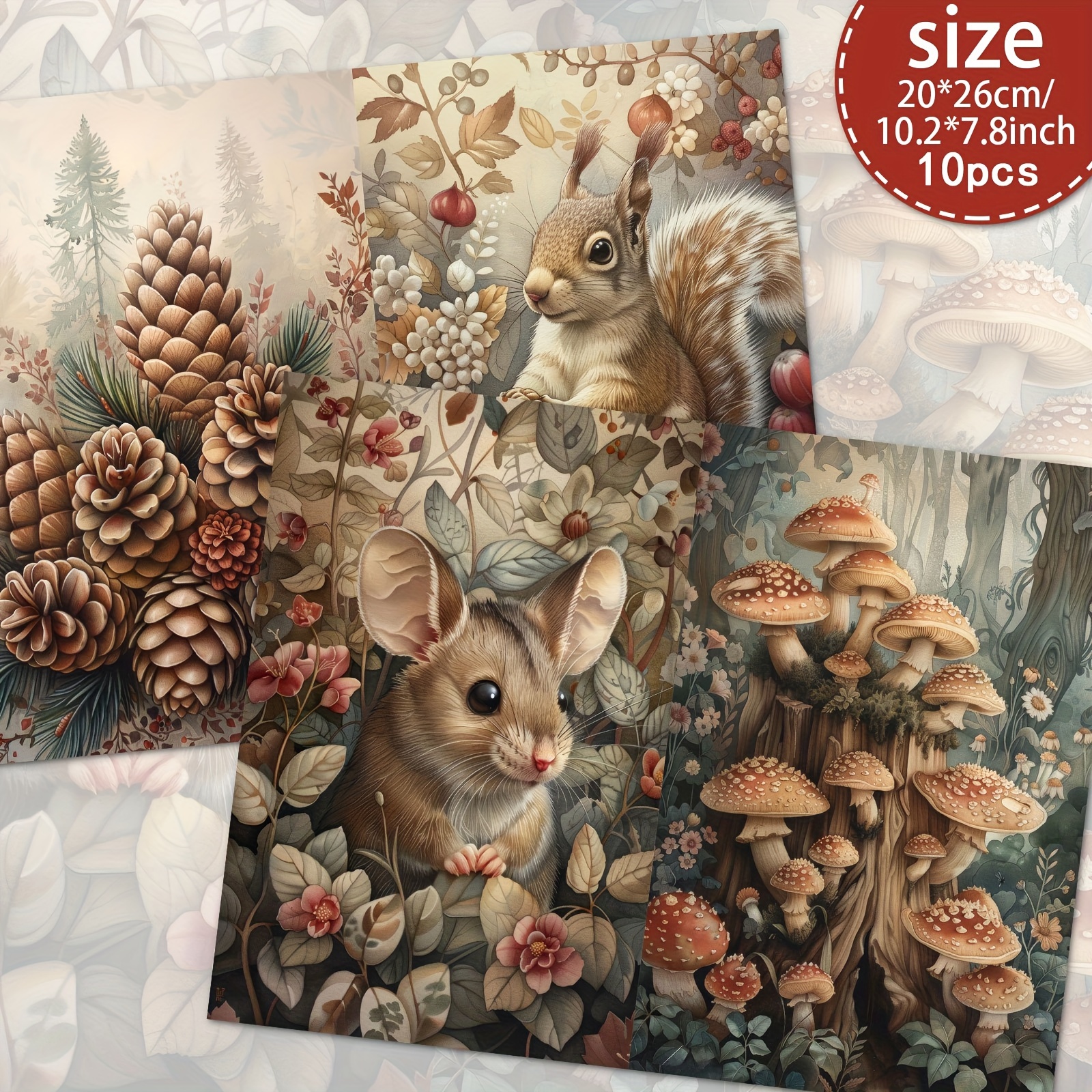 TEMU Ensemble de 10 Feuilles Scrapbooking A4 d'Inspiration Vintage Monde Animal, Kit pour Journal Artisanal et Décoratif, Fournitures pour