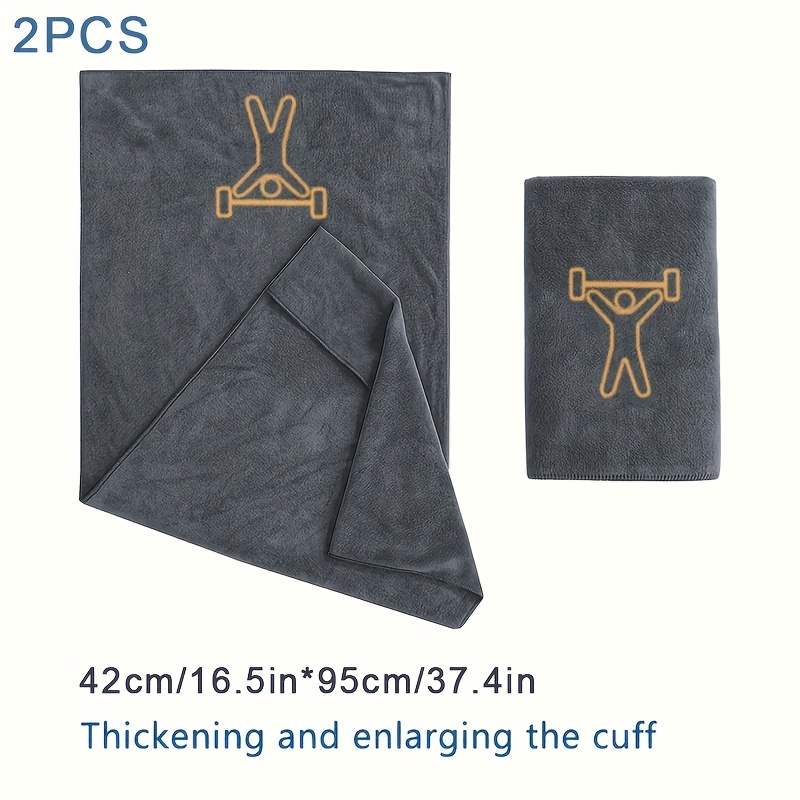 TEMU 2pcs Super Absorbent Sports Towel For Men And Women - Embroidered Sports Towel Set With Added Sports Equipment Sleeve Design - Used As A Mat,