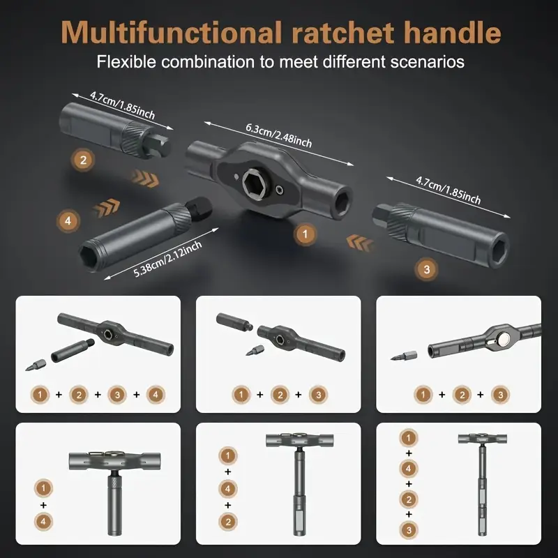 24 in 1 magnetic screwdriver set with s2 and detachable t handle multi functional tool kit for office home renovation and camping diy projects black metal construction kit sleek metallic durable construction screwdriver set Product details 2