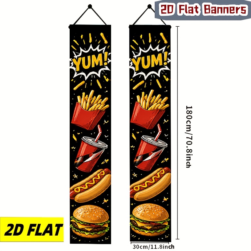 TEMU 2d Flat, 2d Flat - 2d Flat Two-piece Porch Banner Set Illustration Yellow Theme Design-artistic Polyester Hanging Decorations Suitable For Home,