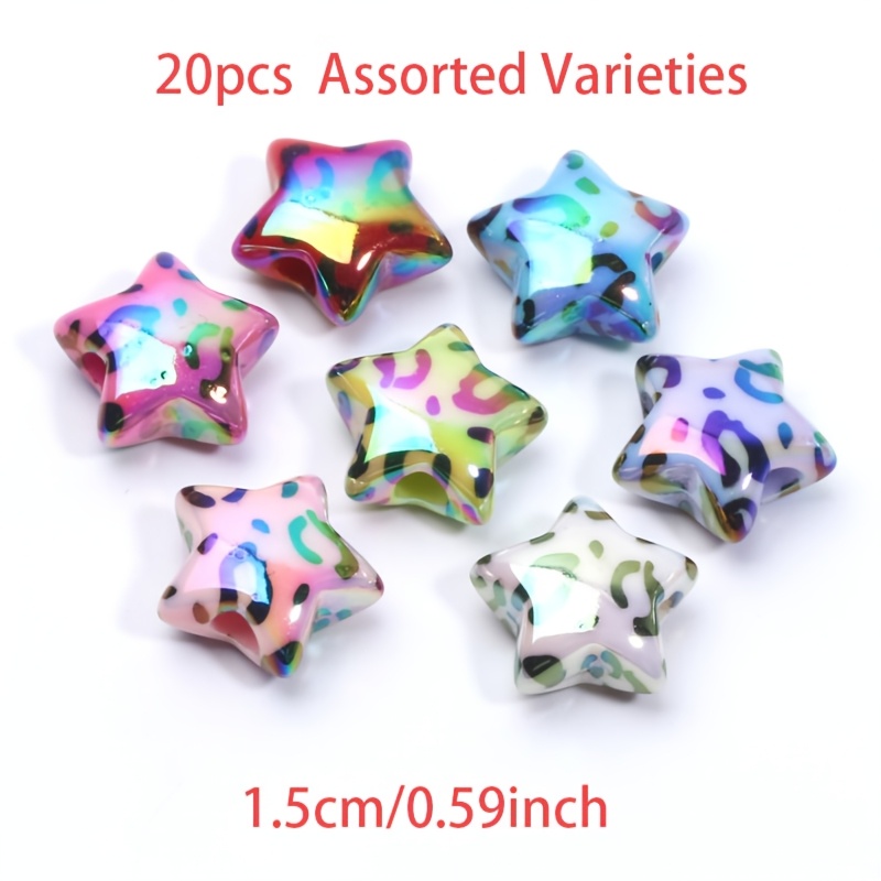 Image of 15mm 20pcs Random Mixed Colors Leopard Ab Acrylic Beads For Jewelry Making Handmade Bracelet Necklace Earrings Keychain Additions Craft