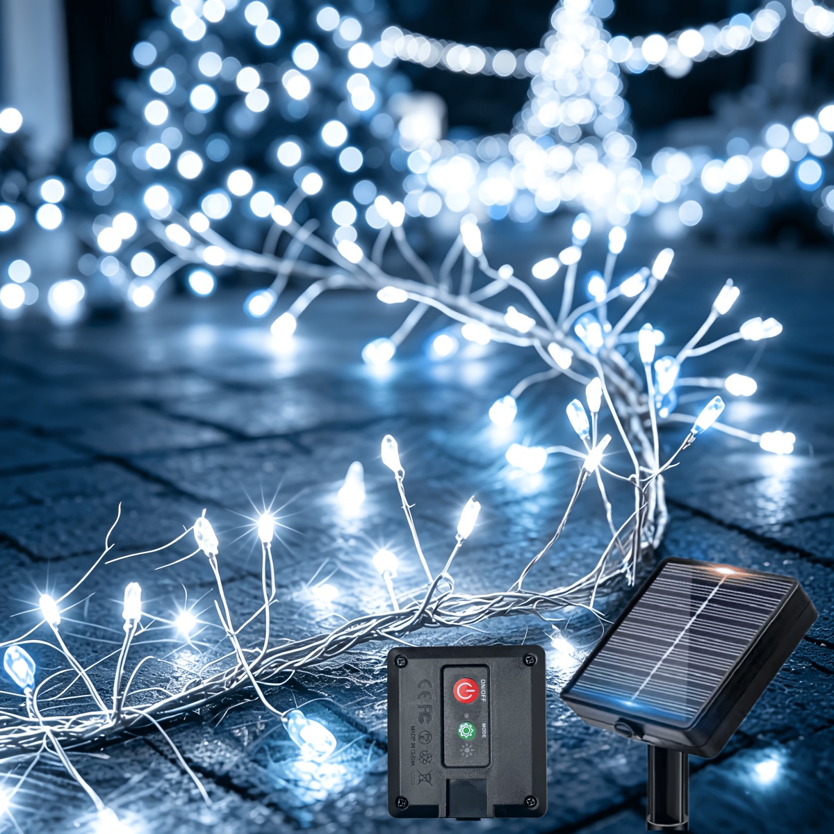 TEMU 1pc Solar Led Light, Led String Light, Light String, Fairy Light String, Lithium Battery, Ip65 Outdoor Courtyard Decoration, Christmas,