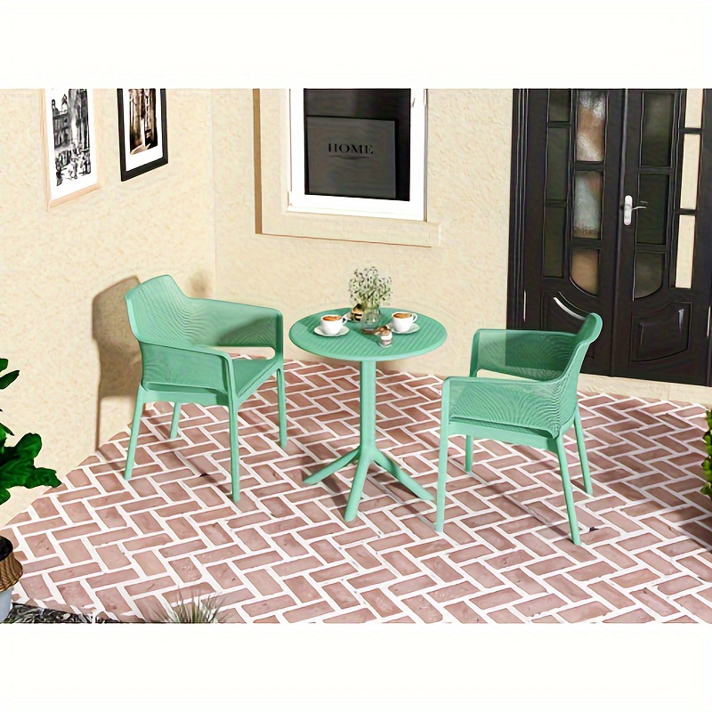 3pcs Plastic Arm Chair Bistro GRS Premium Ocean Plastic, Garden Chat Set Bistro