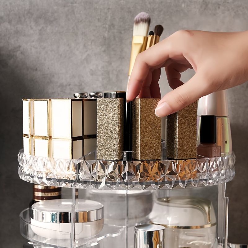 

Large Capacity Rotating Makeup Organizer - Adjustable , Clear Acrylic Cosmetic Display Case For Vanity & Dresser