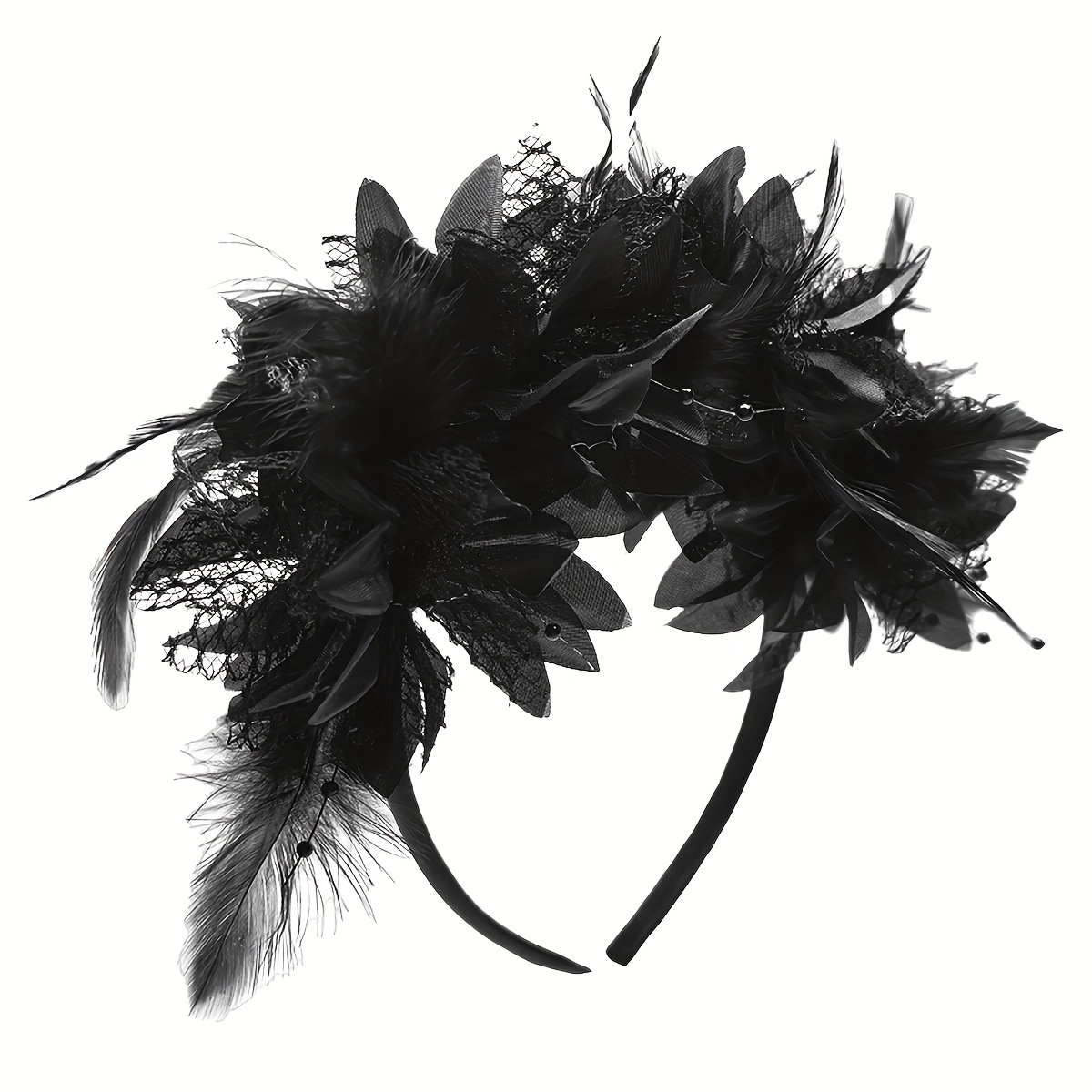 TEMU 1pc D 1920s Women's Vintage Floral Headband - 1920s Roaring Style Wedding, Party Accessory With Multicolor Flower & Ribbon Bow, Hand Washable