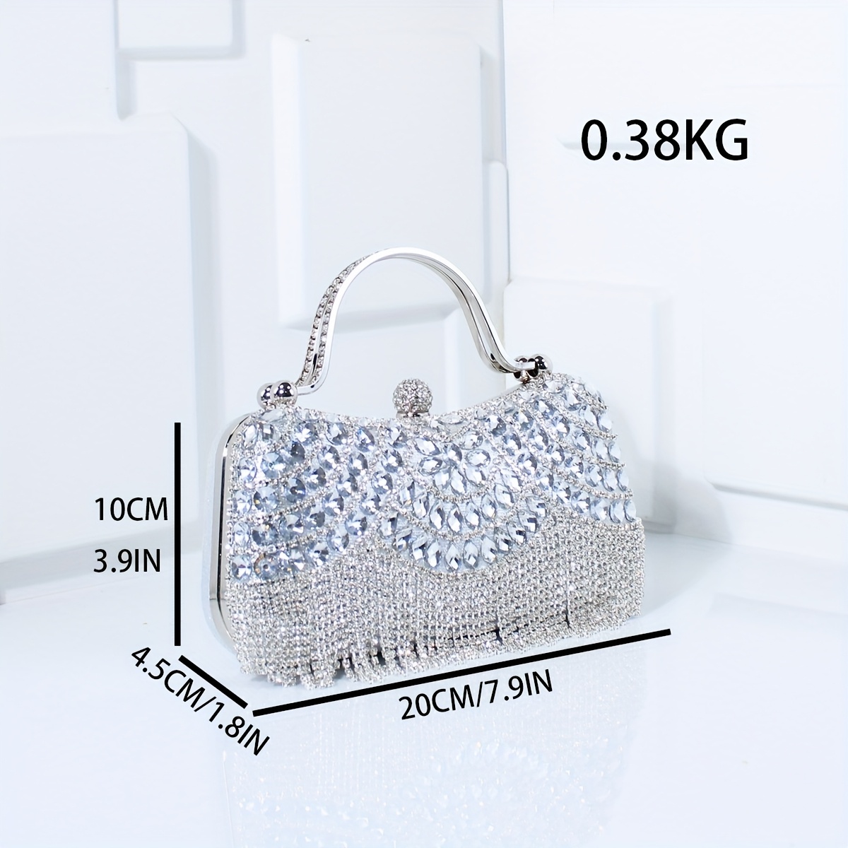 5pcs Evening Clutch Bag and Jewelry Set Rhinestone Shiny Dinner Clutch Purse Handheld Crossbody Lady'S Wedding Dance Vacation Party Match with Classic Elegant Necklace Earrings Bracelet Ring, Clutch Bags for Women Elegant, Elegant Evening Clutch