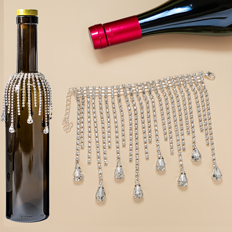 TEMU 1pc Crystal Wine Bottle Ornament - Wedding & Engagement Table Decoration, Wine Decoration, Celebration Accessory, Creative Christmas/valentine's