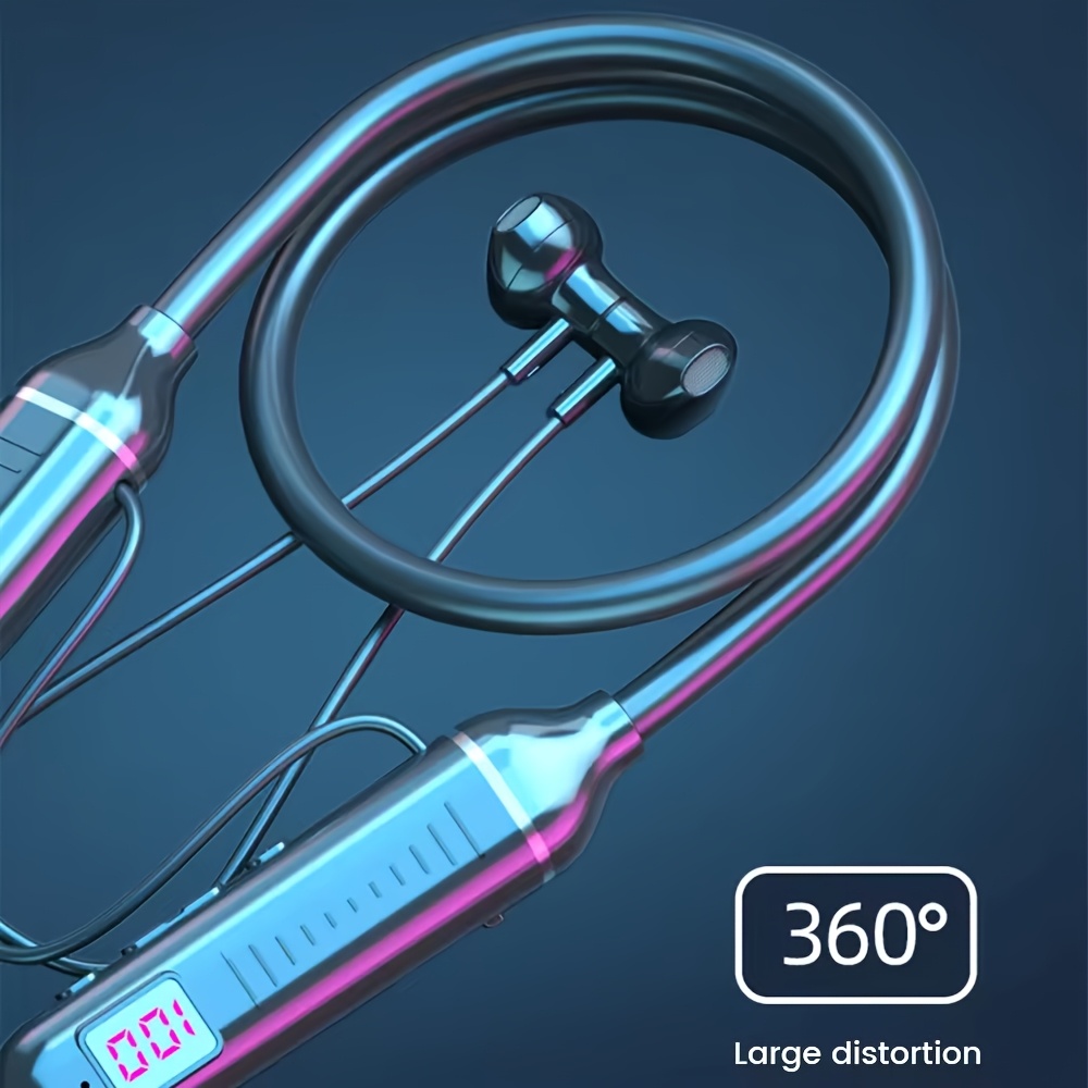 wireless neckband headphones with led display suitable for sports outdoor running cycling gaming music workout gym ultra long lasting battery stereo bass all day audio earbuds magnetic suction earphones high quality headset in ear with microphone noise cancelling for samsung for iphone for phones Product details 2
