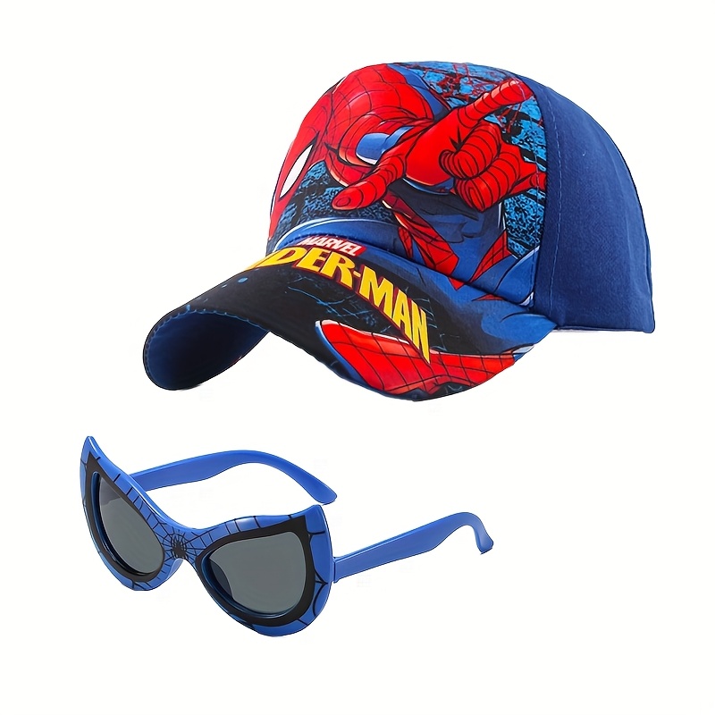 Marvel, 2pcs Hat + Glasses Set, Spider-Man Baseball Cap, Unisex Duckbill Hat with Adjustable Fit, Suitable for All Seasons Outdoor Travel and Daily Wear, Perfect Birthday Gift for Family and Friends