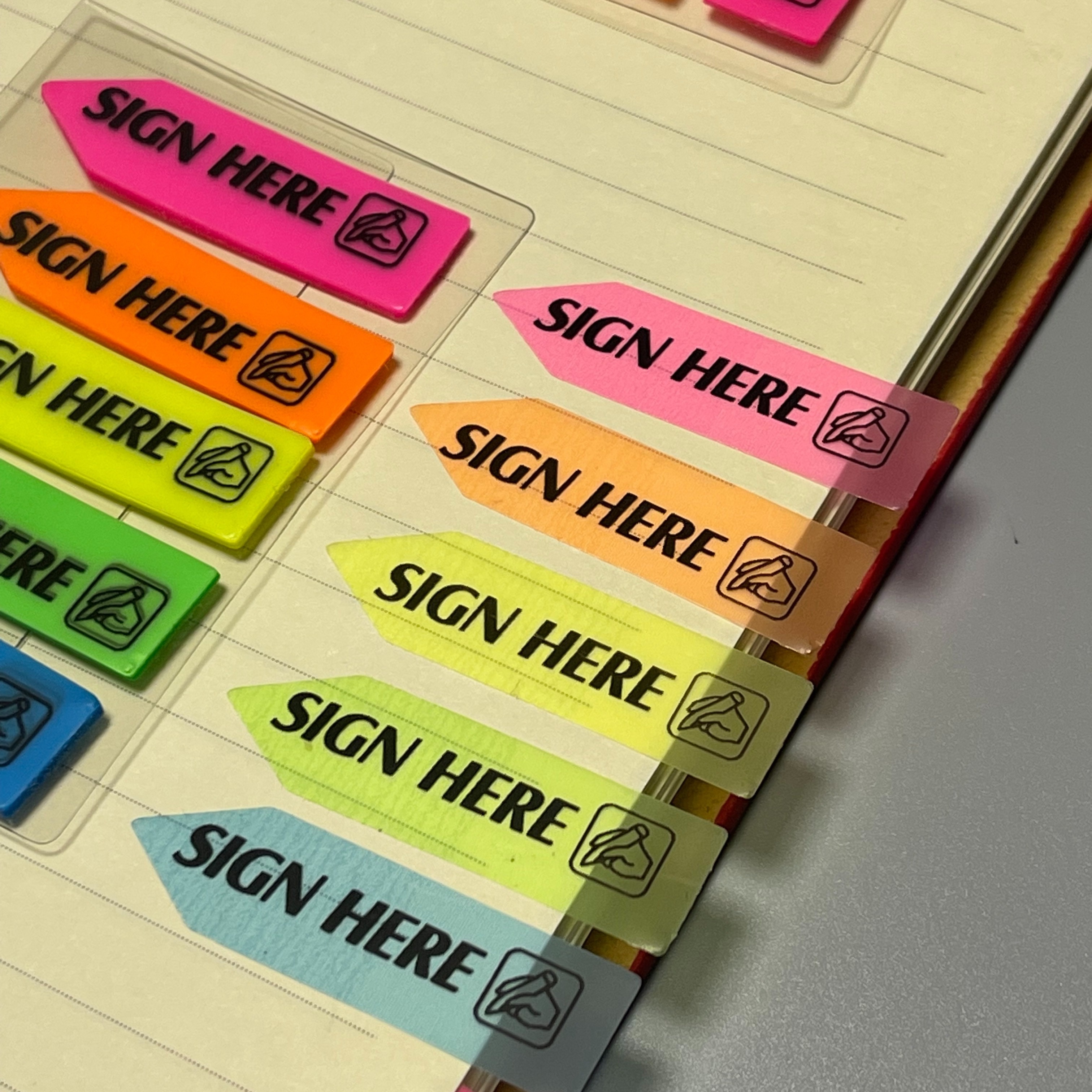 

500-pack 'please Sign Here' Sticky Notes - Transparent, Colorful Index Tabs For Contracts & Documents, Strong Adhesive, Reusable, Ideal For Office & Bank Use