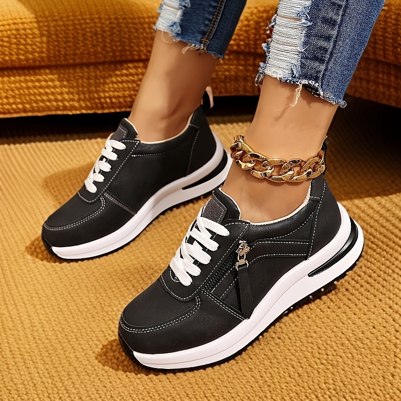 

Baskets à Plateforme Chic pour Femmes - Lacets Décontractés, Légères & Confortables, Fausses Couvertures Basses pour Toutes les
