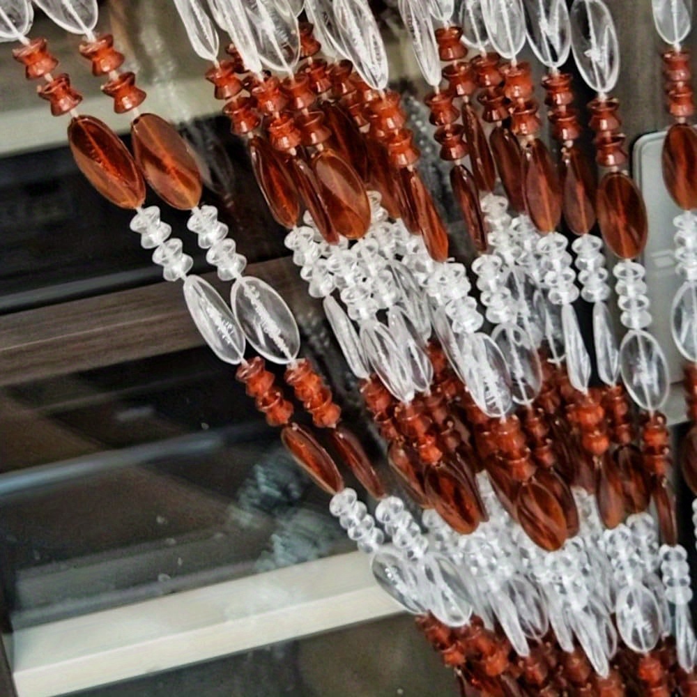 Image of 1pc Beaded Door Curtain, Acrylic Material, 1x2m Hanging Door Curtain With Tassel Decoration, Suitable For Door Frames, Windows, Living Rooms, Weddings, And More