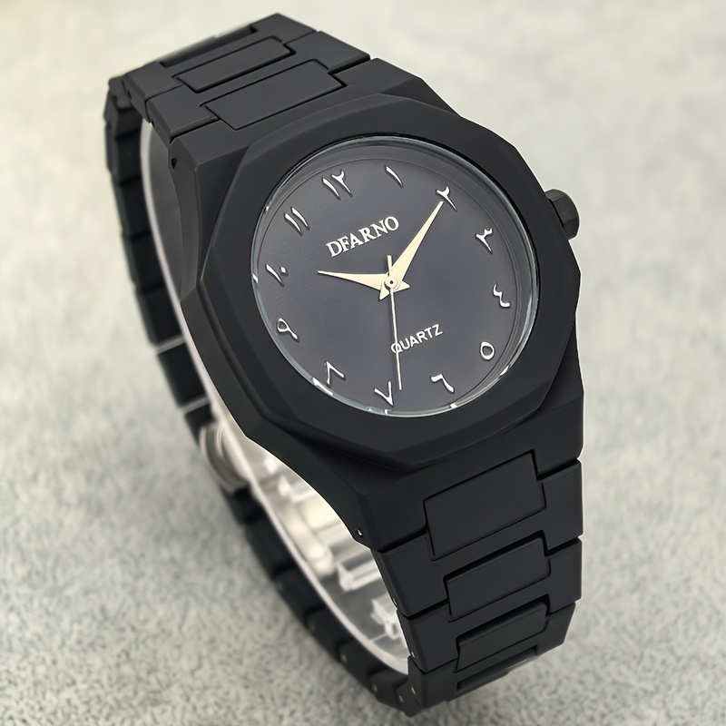 mens minimalist quartz watch with black arabic dial polygonal design durable silicone strap battery powered   fit for casual formal wear   gift for father s day graduation   everyday   sleek   clear visibility batteryoperated   contemporary style  able strap professional accessory Product details 2