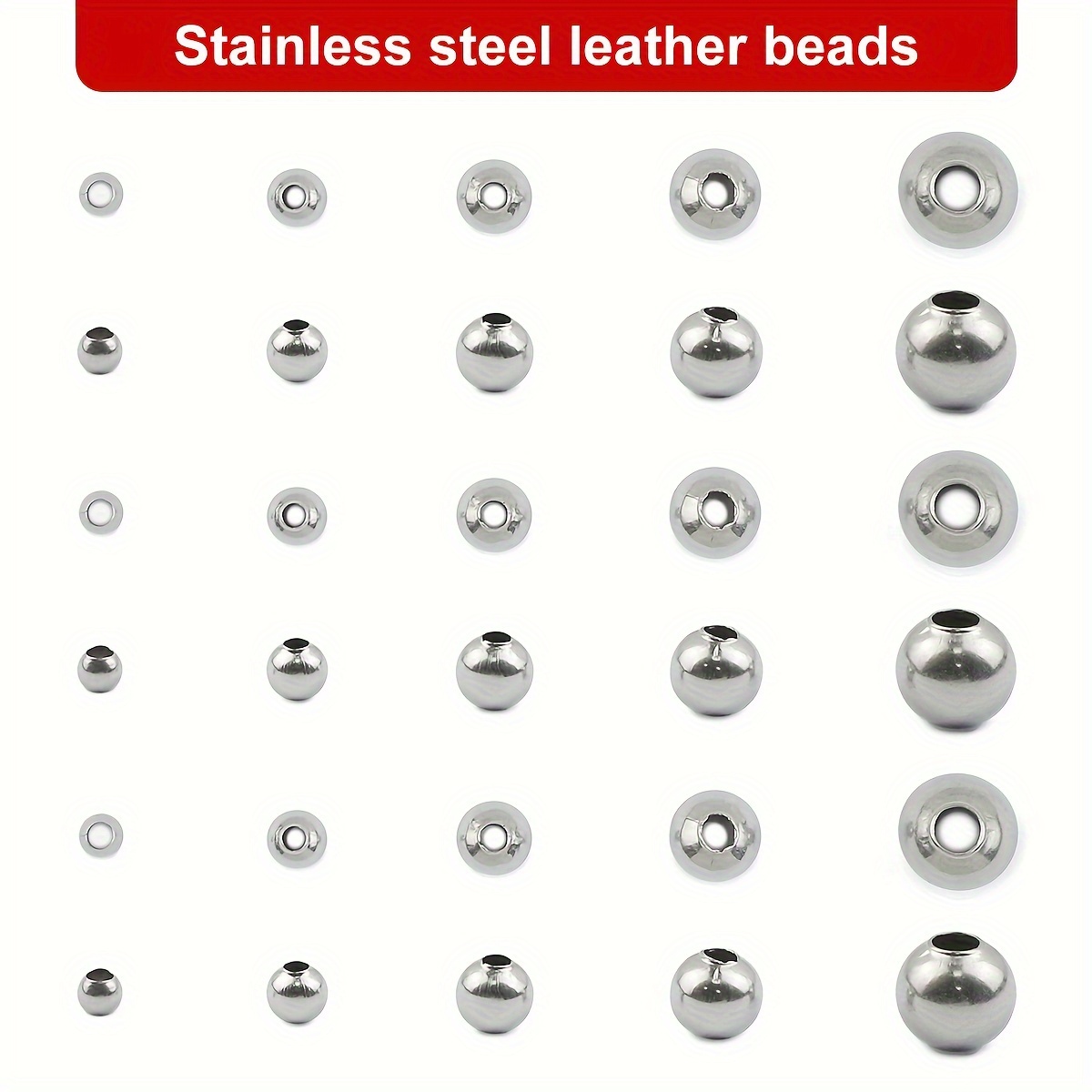 

Billes d'espacement en acier inoxydable pour la fabrication de bijoux - Paquet en vrac de tailles assorties pour bracelets, colliers artisanaux (30-100 pièces)