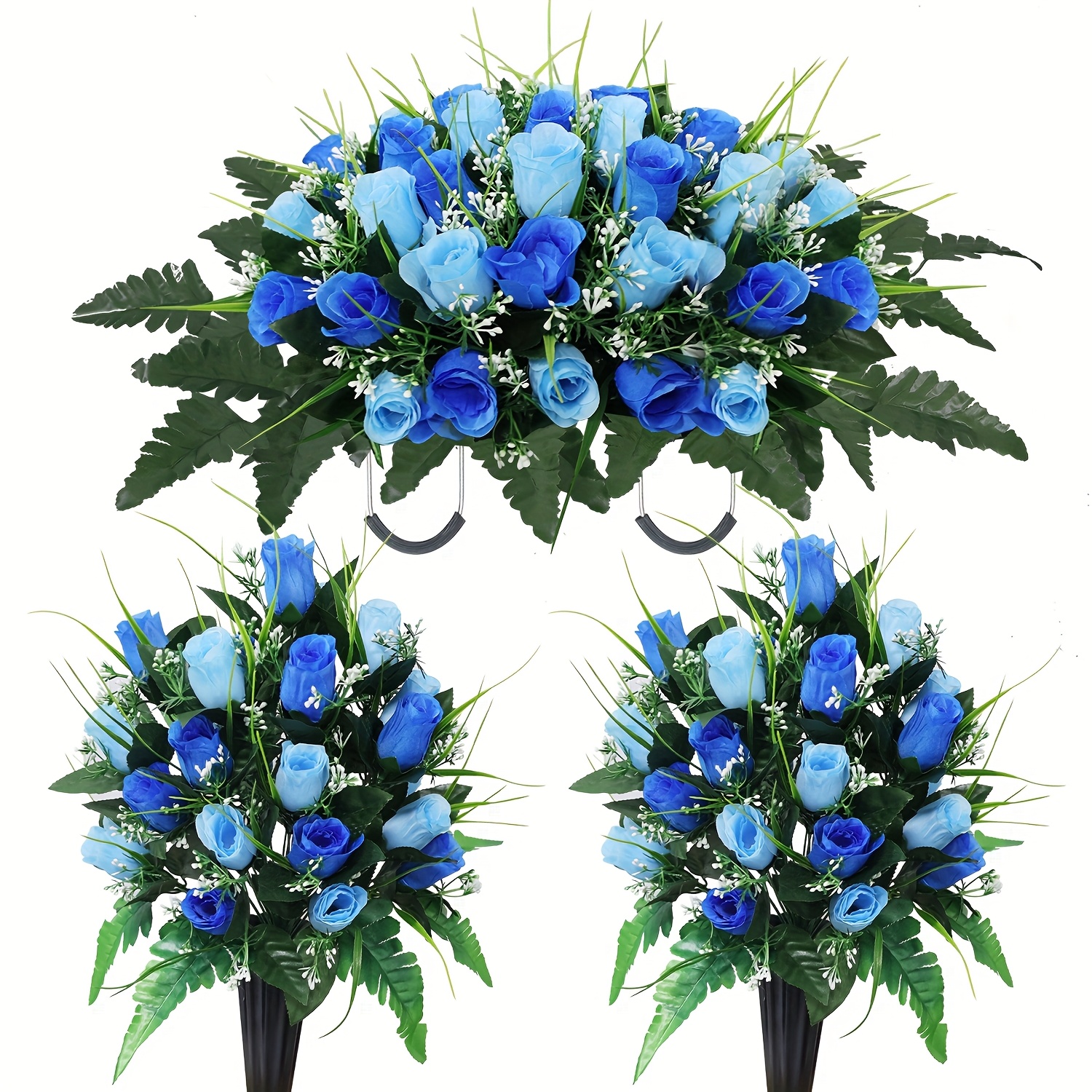 5er-Set knstliche Friedhofsblumen-Sattel * fr Friedhfe,  Gedenkblumenvasen und Gedenkbchsen fr Friedhfe, verwendet fr  Grabsteine, Sattelstein-Dekoration fr den Auenbereich von Friedhfen (1  ...