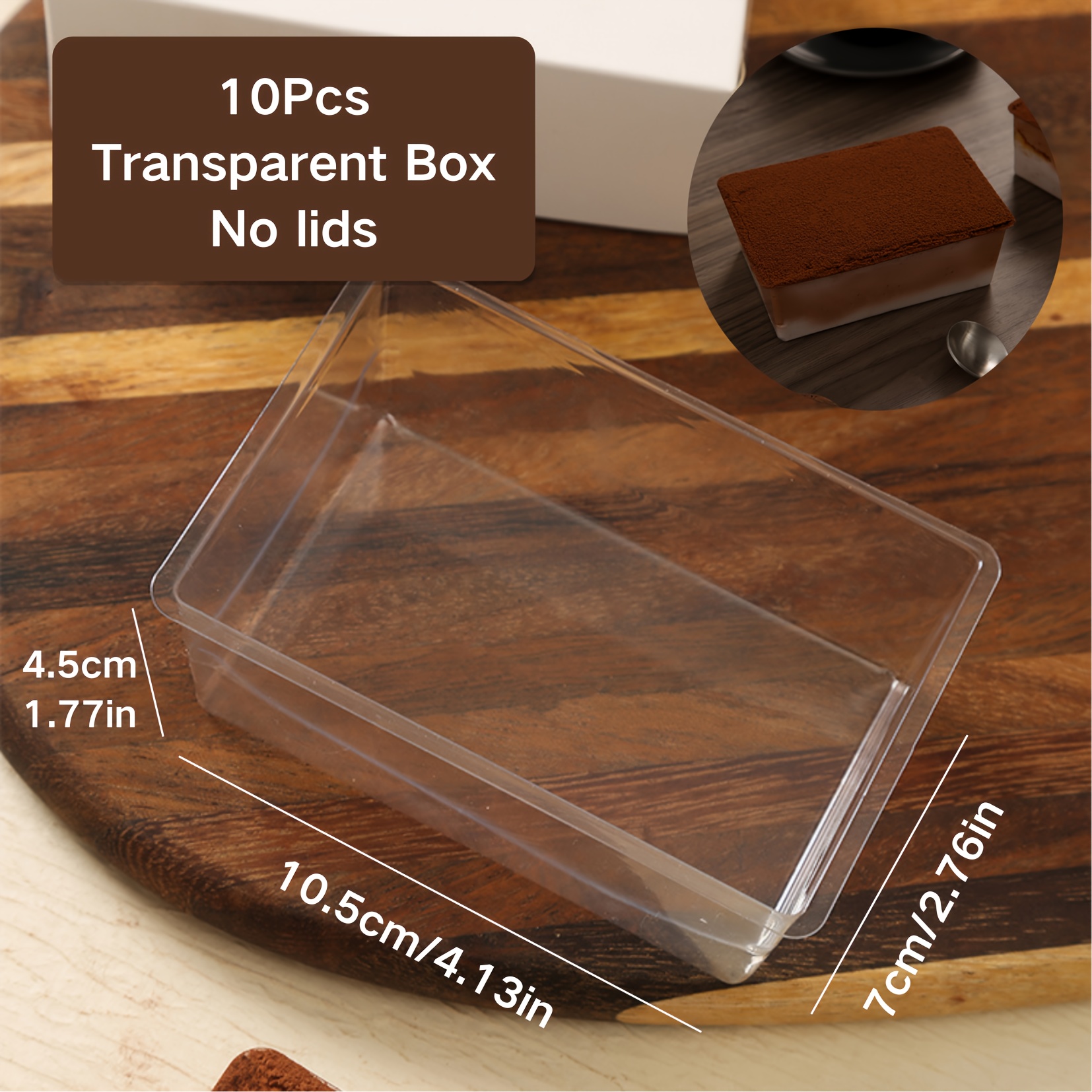 5 10pcs little rectangle box tiramisu box mousse cake box paper cardboard and transparent plastic insert box disposable dessert packaging box bakery take out container for   for chocolates rectangle plain white cardboard gift box details 2