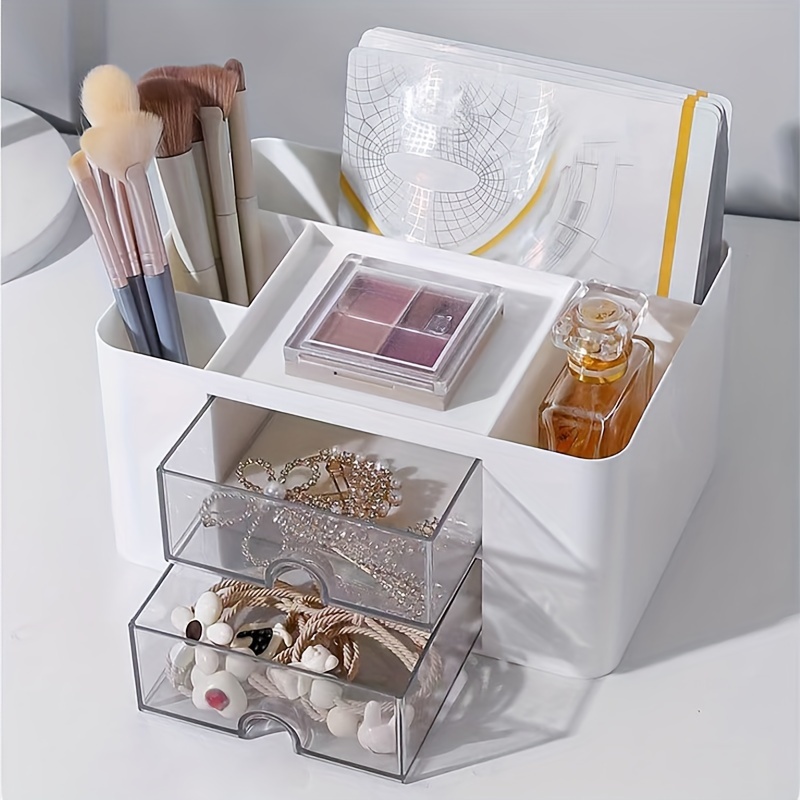 1pc desktop drawer storage   drawer multi compartment storage rack for office      nizing additions stationery sticky notes pens pencil case vanity cosmetic drawer storage box sticky note box paint brush tape paper clip   Product details 7
