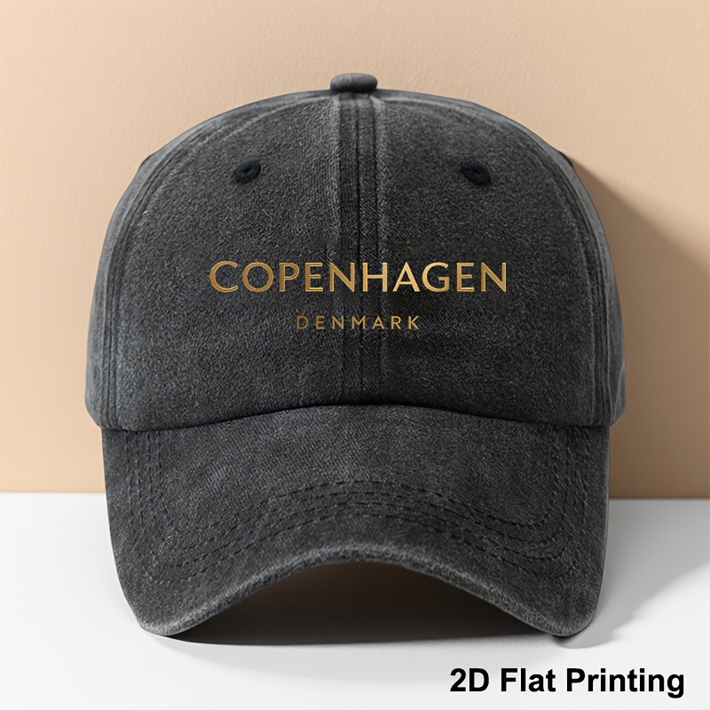 TEMU Retro Men's Baseball Cap, 1pc "copenhagen" Letter Fashion Print, Adjustable Size, Outdoor Riding, Fishing Daily Versatile Hat