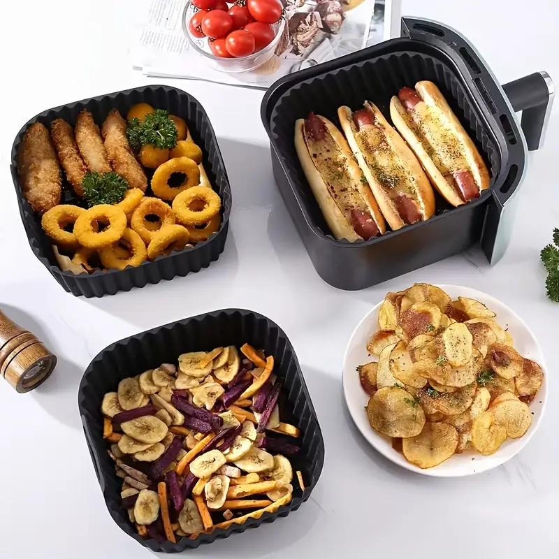 Square Air Fryer Baking Tray Square Waffle Mold Reusable Non