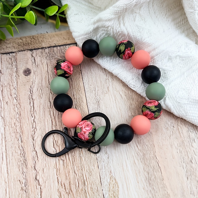 Image of A Bohemian Style Minimalist Small Flower Bead Beaded Wrist Keychain Bag Pendant Key Pendant Additions Gift For Gift For Mom