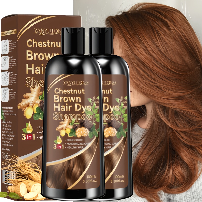 TEMU 2 Bottles Of 100ml Hair Dye Shampoo, Made With Natural Plant Pigments, To The Scalp, Quickly Covers Gray Hair, Halloween Gift, Great Christmas