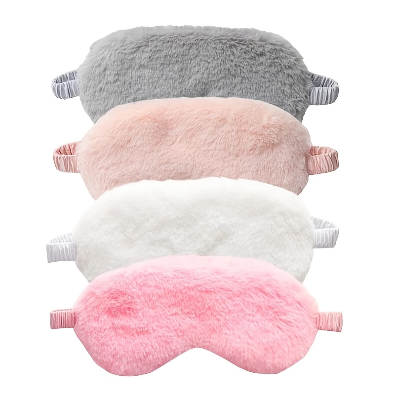 TEMU [Parfait pour les voyages] Ensemble de 4 masques pour en peluche, masque pour occultant respirant pour avec bandoulière réglable pour un sommeil