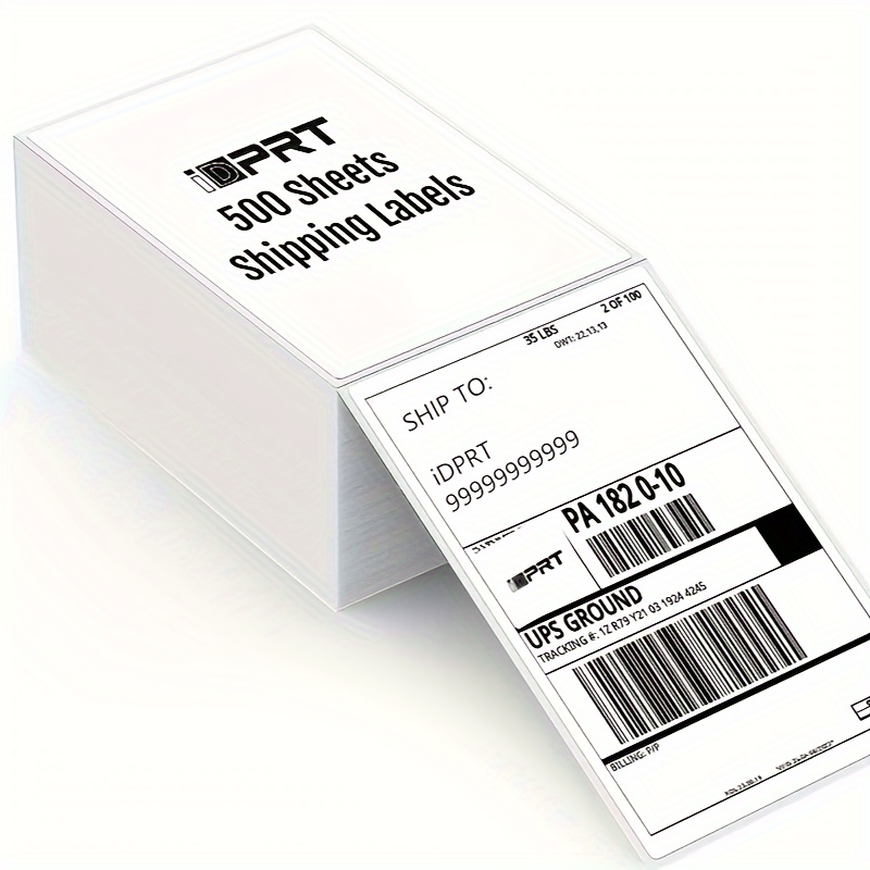 

Idprt Shipping Labels - 4×6 Shipping Label, Fan-fold Labels, Thermal Shipping Label For Label Printer, 500 Labels Per Stack, Address For Office, Strong Adhesive Labels