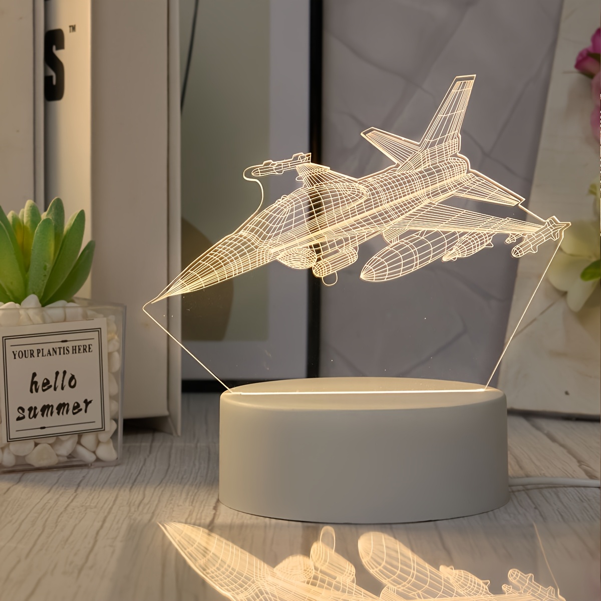Creative Luminous Fighter Jet Model Table Lamp