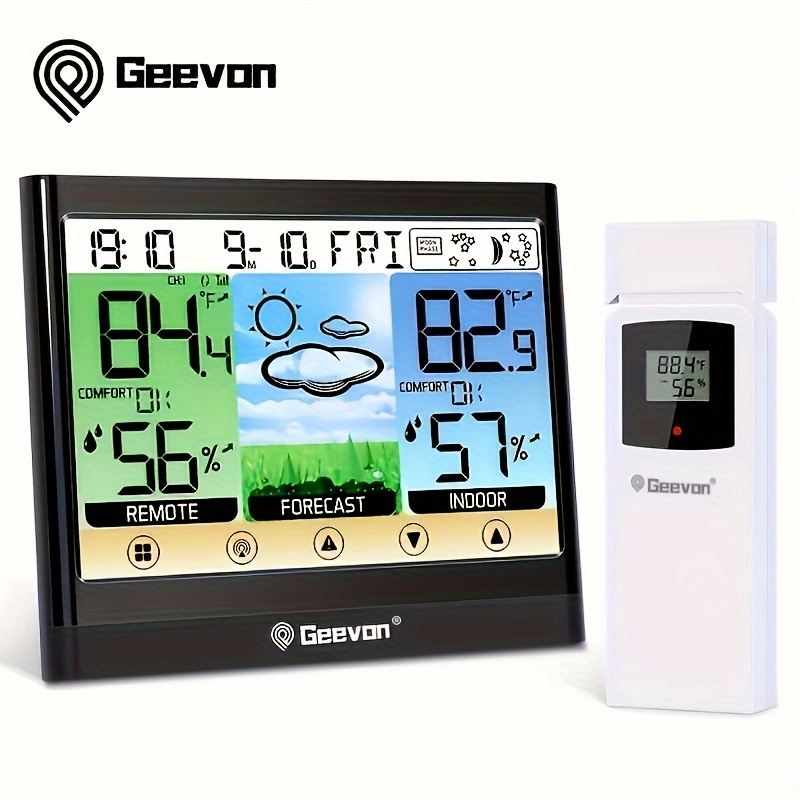 

1pc Weather Station Wireless Indoor Outdoor Thermometer Hygrometer With , , Touch Lcd Display Digital Weather Thermometer With Alarm Clock And Adjustable Backlight