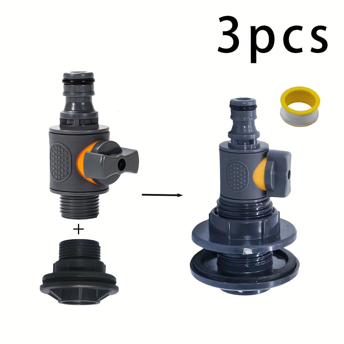 Image of 1 Set Of Ibc Water Tank Adapter 16mm Thread - Durable Plastic Rainwater Collection Connector With Valve, With Eu/us , Suitable For Garden Hoses, Lawn Care, And Outdoor Irrigation Systems