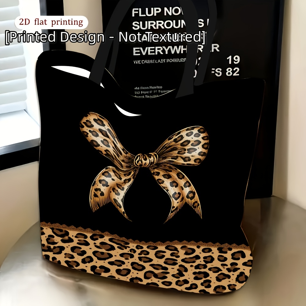 TEMU 1pc, Sac à bandoulière pour femmes avec impression plate 2D (pas 3D) [Design imprimé - Non texturé], Motif à nœud imprimé léopard, Usage , Sac à