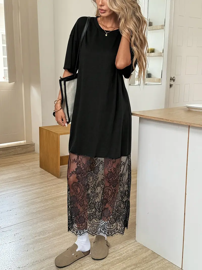 loose lace dress styles CLAIRE LUISE Loose lace dress in ecru