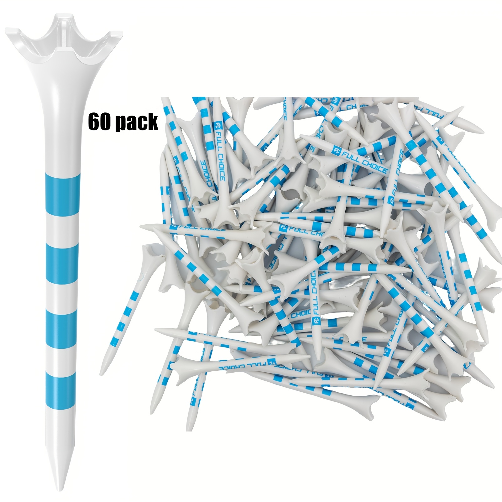 TEMU Extra Thick Plastic Golf Tees - 60/100pcs (2-3/4" /3-1/4") - Reduce Friction, Increase Distance & Golf Plastic Tees