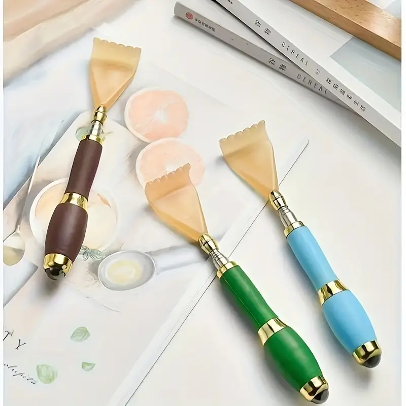 1pc telescopic back scratcher massager with soft massage roller telescopic stainless steel rod and soft scratching head ergonomic adjustable height ideal for care and everyday use home massage tool personal grooming accessory compact massager telescopic design durable construction sturdy material adjustable scratcher handheld massager elderly care travel essential Product details 1
