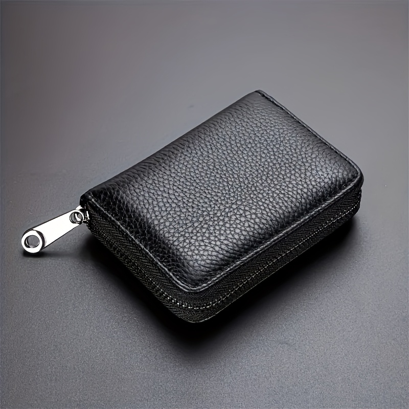 TEMU Men's Ultra-thin Rfid Anti-theft Zipper Wallet - Multi-functional Business Card Holder, Document Organizer, Can Hold 12+ Cards And Cash, Design,