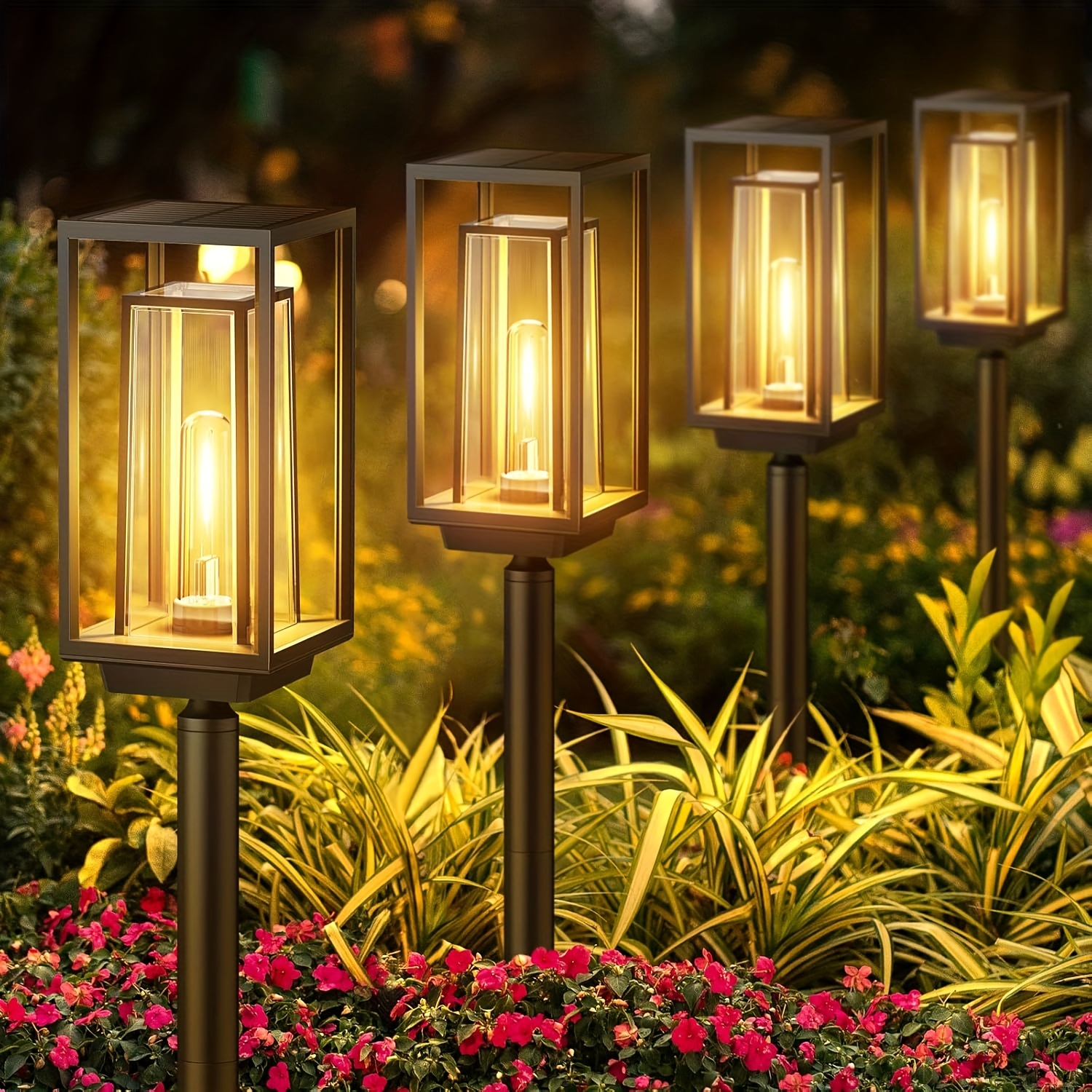 E-shop 4/2er Pack Solarleuchten für den Garten, Moderne Solarleuchten für den Garten mit längerer Betriebszeit, Extrem helle Solar-Gartenleuchten,